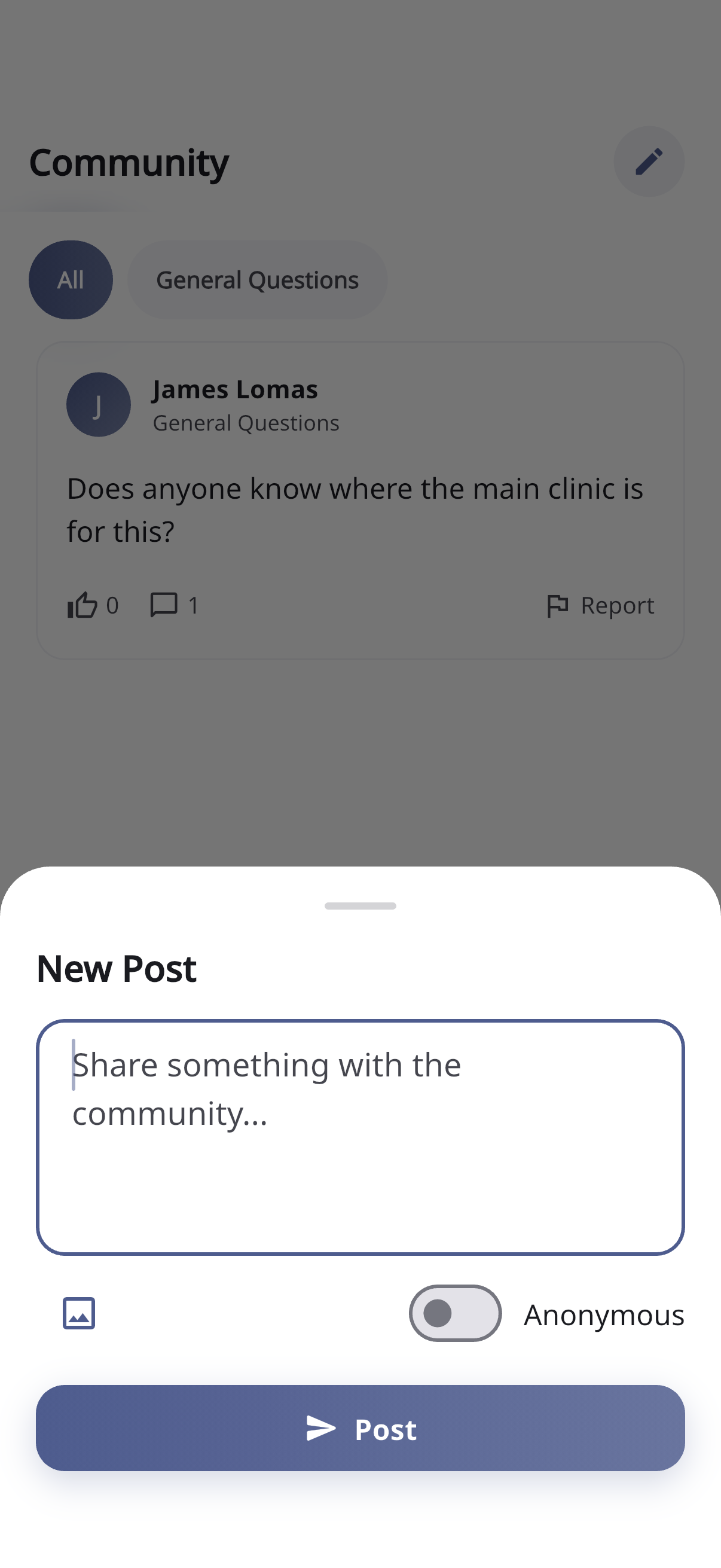 Screenshot: Creating a post