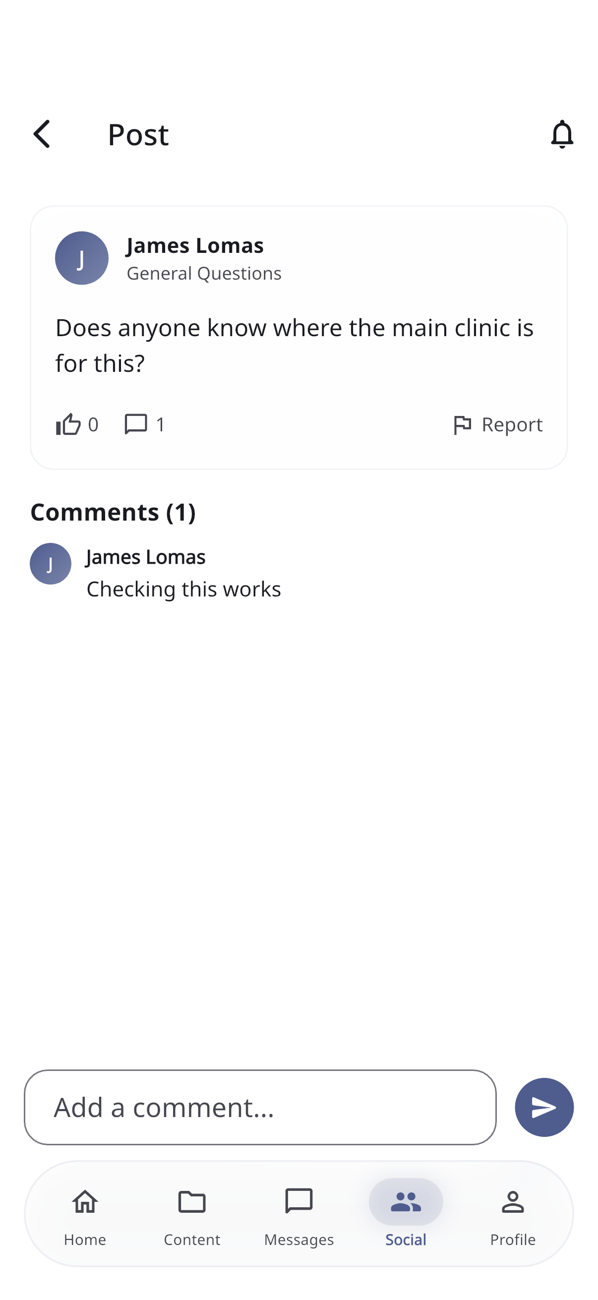 Screenshot: Post detail with comments