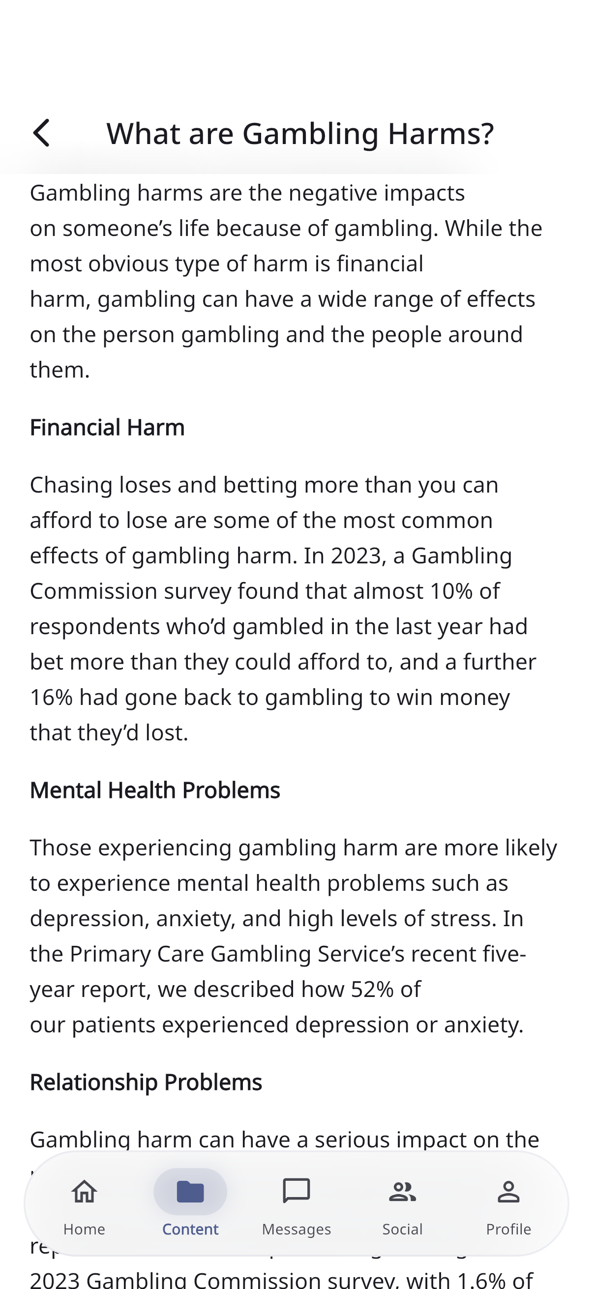 Screenshot: Reading an article