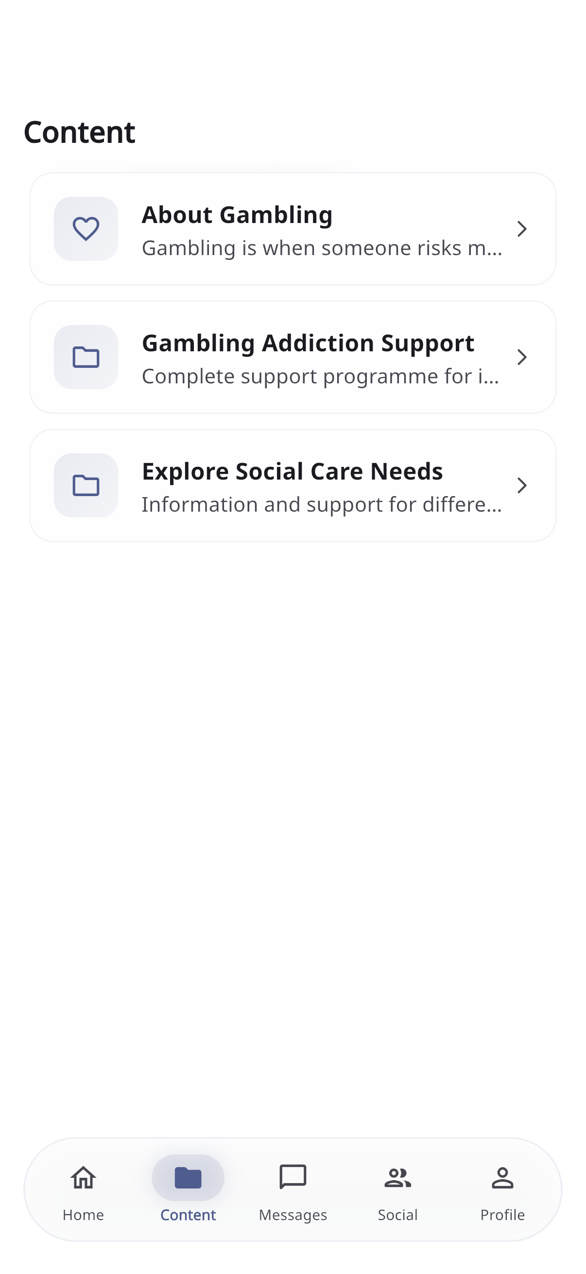 Screenshot: Content tab