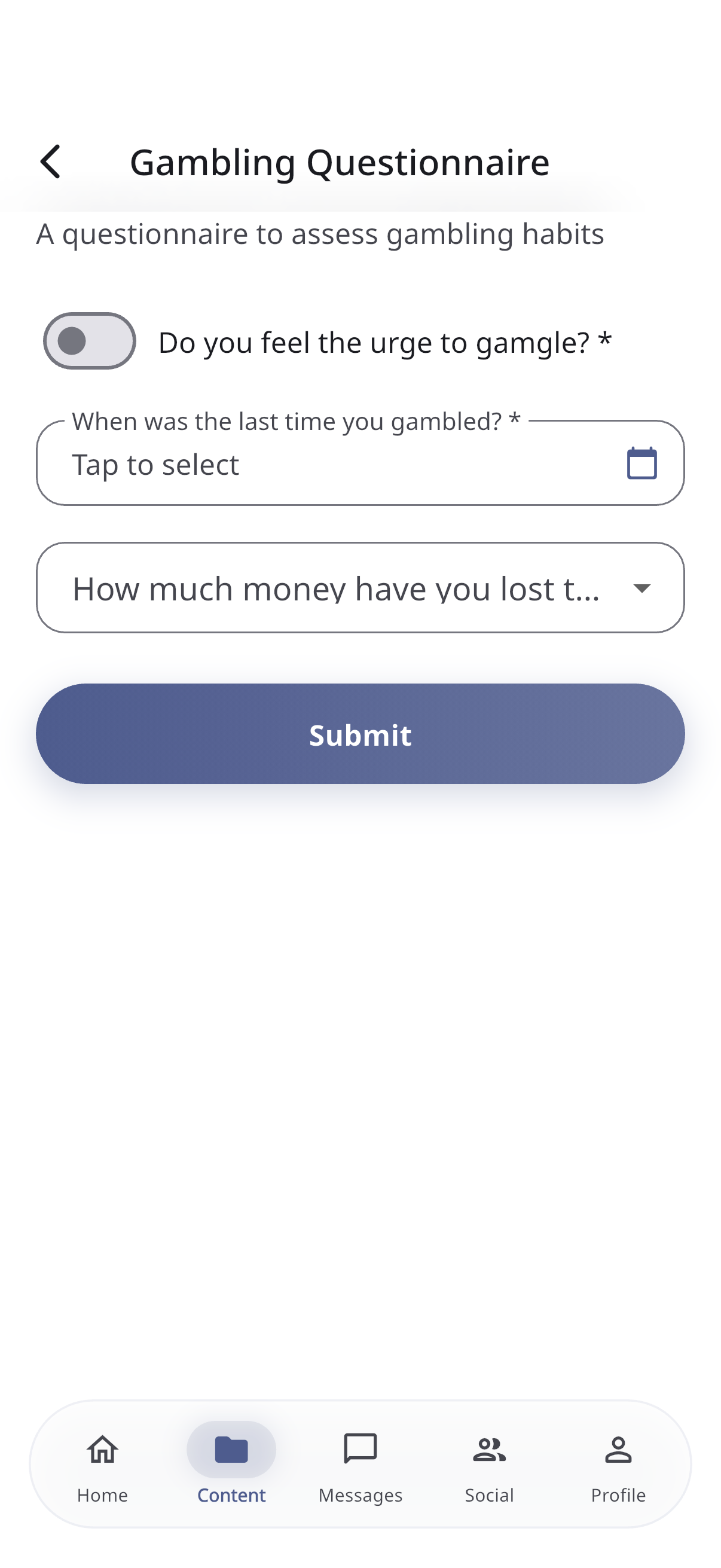 Screenshot: Filling in a form