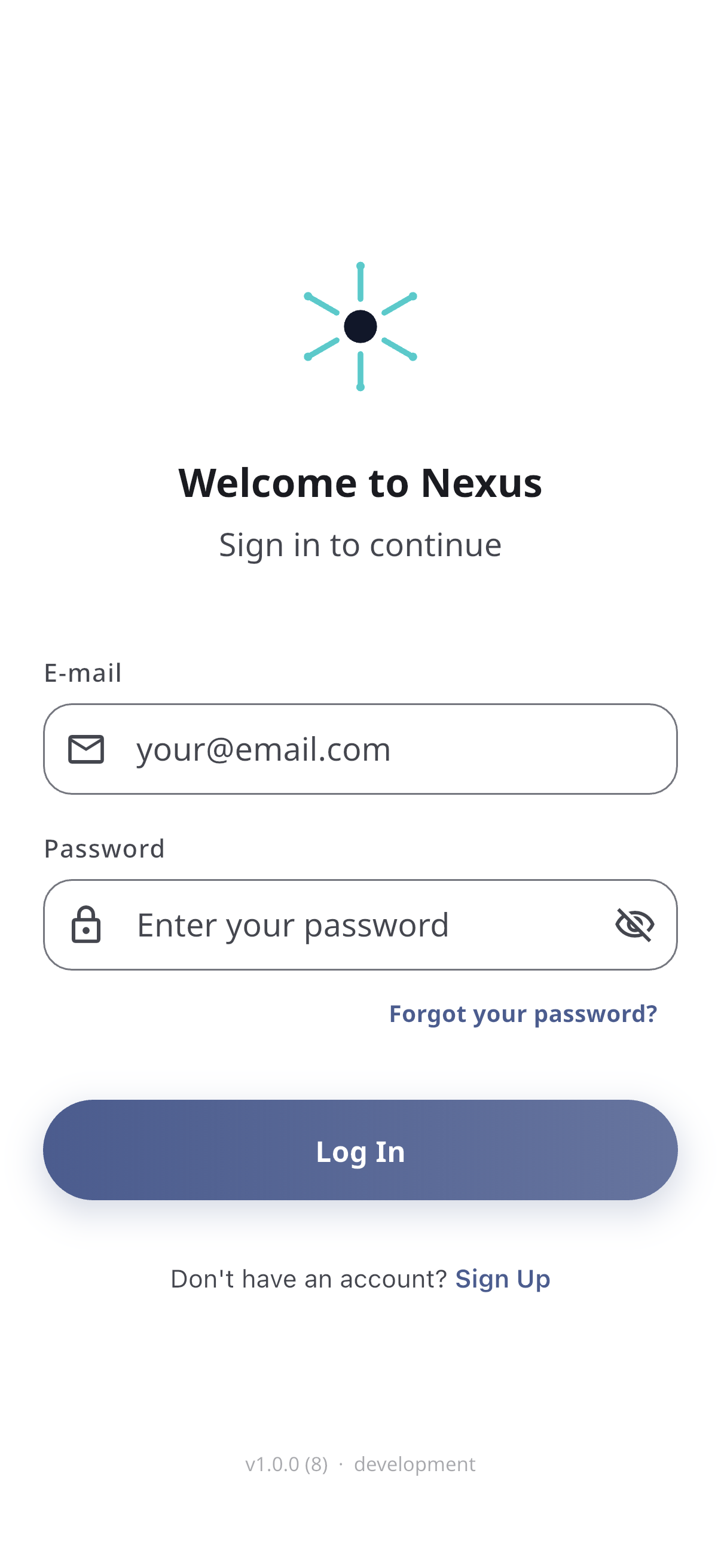 Screenshot: Login screen